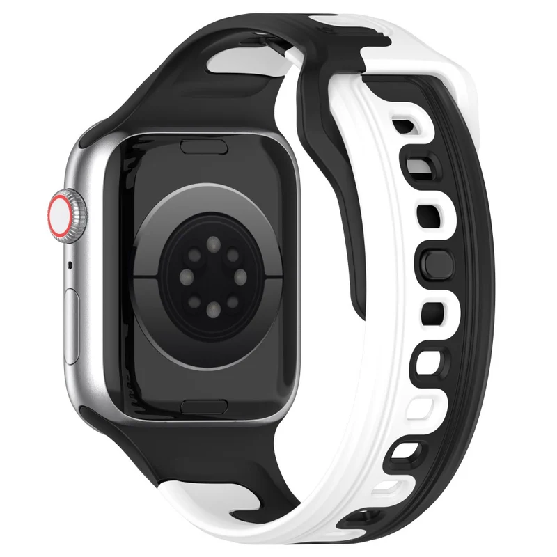 Watch Band Apple Watch Universal 49mm/45mm/44mm/42mm Dual-color Silicone Strap - Black / Red
