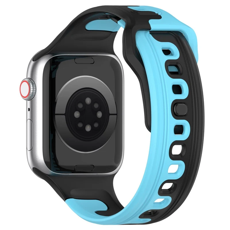 Watch Band Apple Watch Universal 49mm/45mm/44mm/42mm Dual-color Silicone Strap - Black / Red