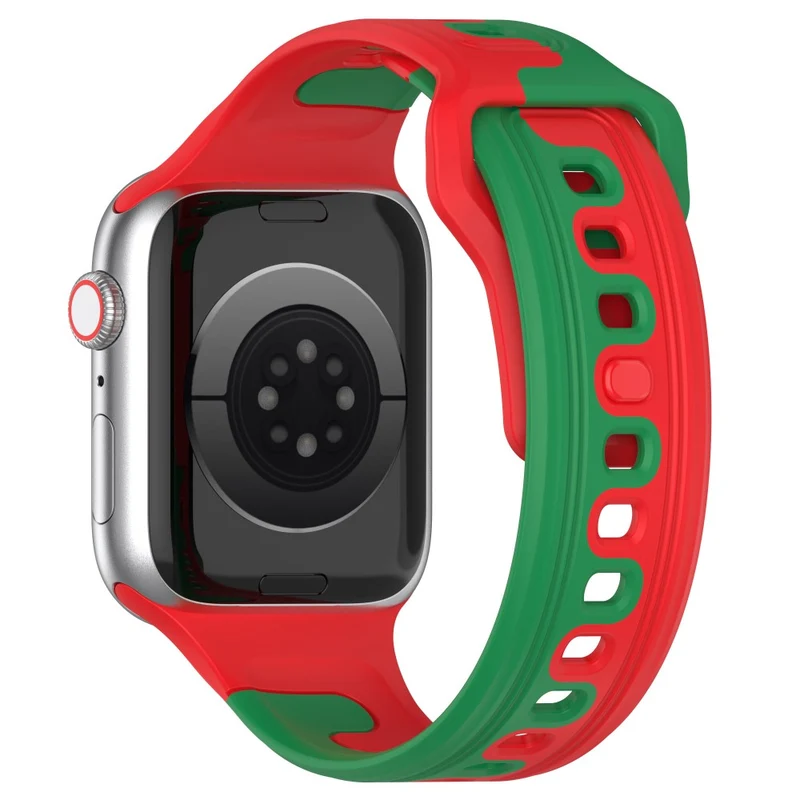 Watch Band Apple Watch Universal 49mm/45mm/44mm/42mm Dual-color Silicone Strap - Black / Red