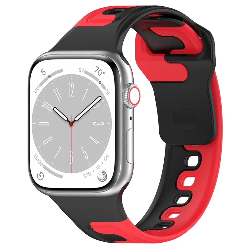 Watch Band Apple Watch Universal 49mm/45mm/44mm/42mm Dual-color Silicone Strap - Black / Red