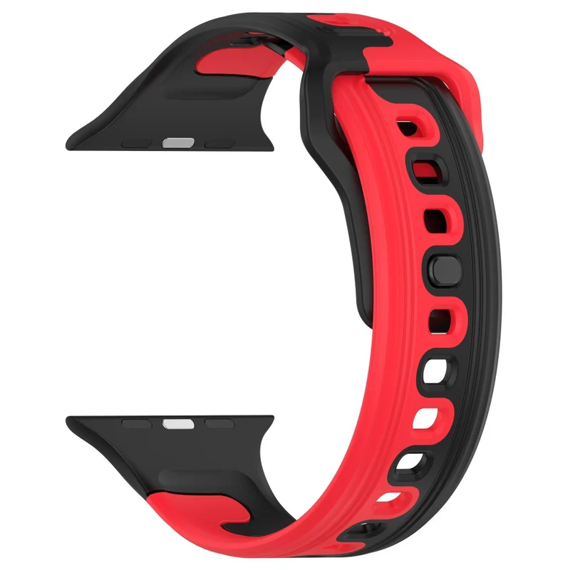 Watch Band Apple Watch Universal 49mm/45mm/44mm/42mm Dual-color Silicone Strap - Black / Red