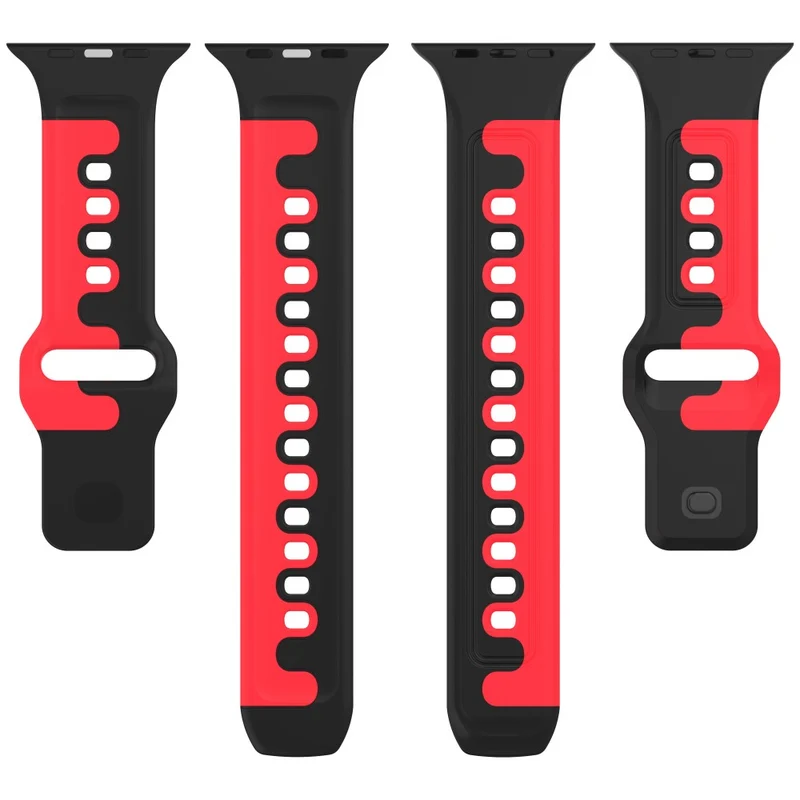 Watch Band Apple Watch Universal 49mm/45mm/44mm/42mm Dual-color Silicone Strap - Black / Red