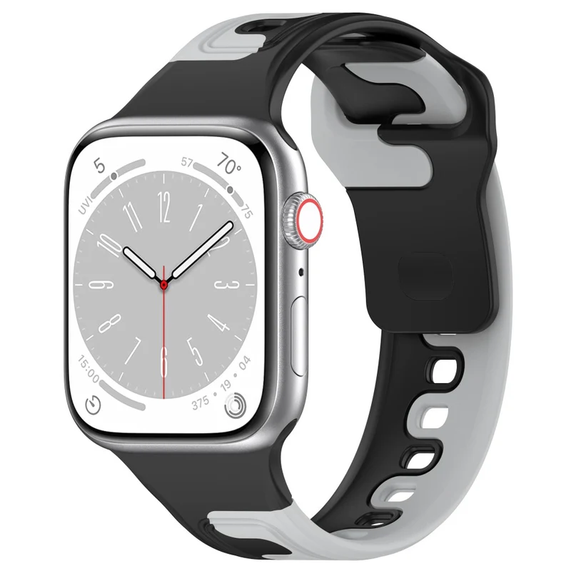 Watch Band Apple Watch Universal 49mm/45mm/44mm/42mm Dual-color Silicone Strap - Black / Red