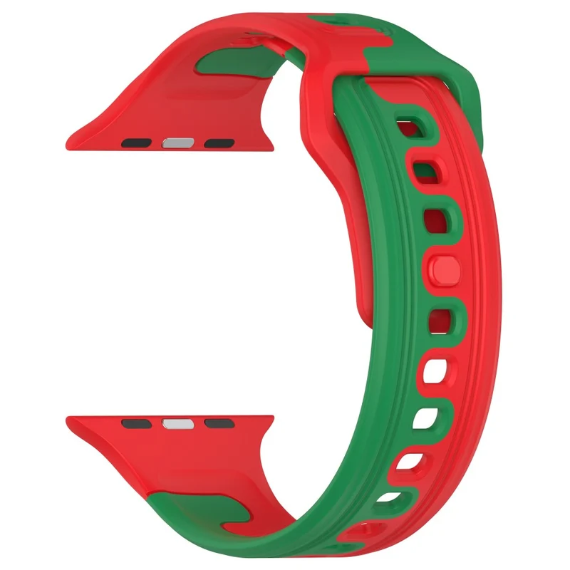 Watch Band Apple Watch Universal 49mm/45mm/44mm/42mm Dual-color Silicone Strap - Black / Red
