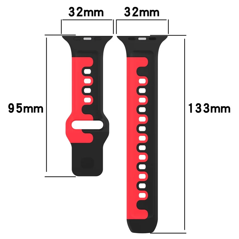 Watch Band Apple Watch Universal 49mm/45mm/44mm/42mm Dual-color Silicone Strap - Black / Red
