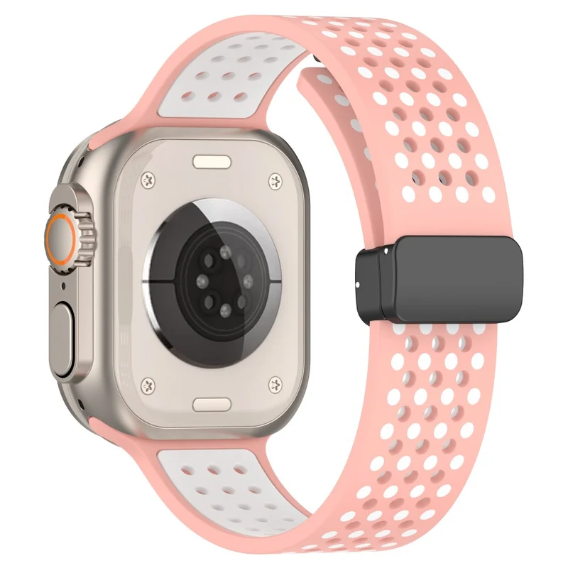 Magnetic Watch Bands Apple Watch Universal 49mm/45mm/44mm/42mm Dual-color Silicone Strap - Black+Red