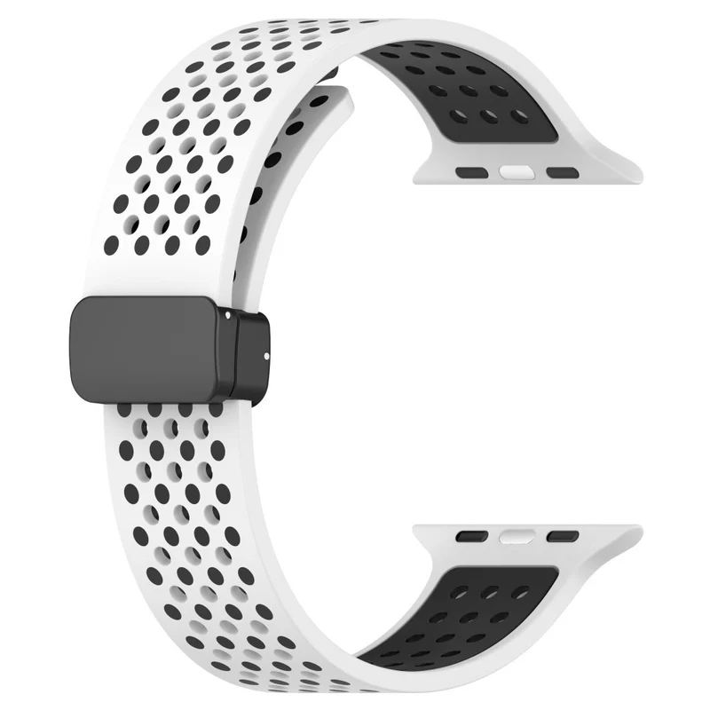Magnetic Watch Bands Apple Watch Universal 49mm/45mm/44mm/42mm Dual-color Silicone Strap - Black+Red