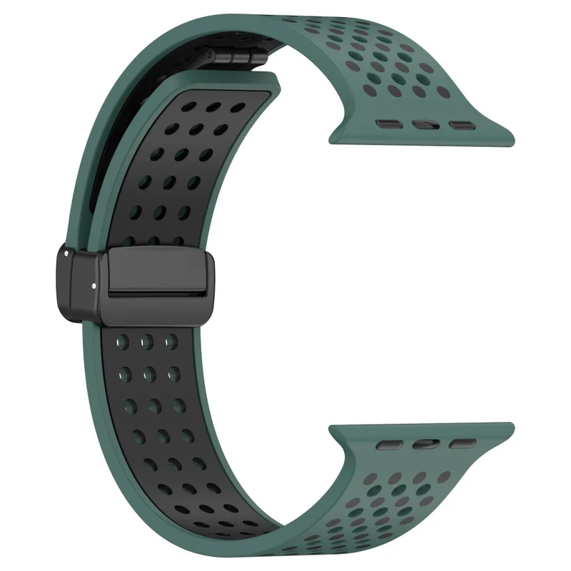 Magnetic Watch Bands Apple Watch Universal 49mm/45mm/44mm/42mm Dual-color Silicone Strap - Black+Red