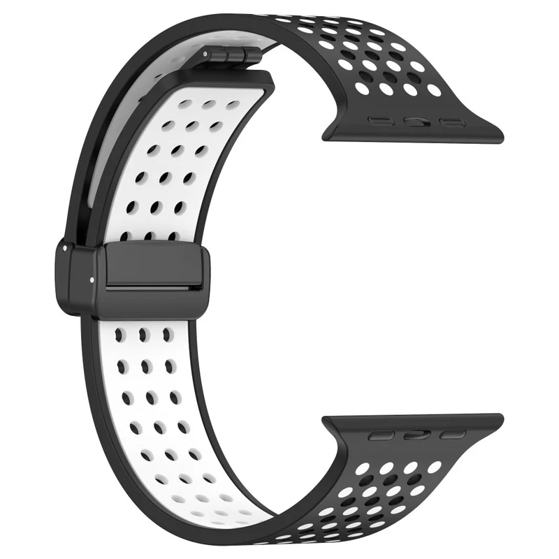 Magnetic Watch Bands Apple Watch Universal 49mm/45mm/44mm/42mm Dual-color Silicone Strap - Black+Red