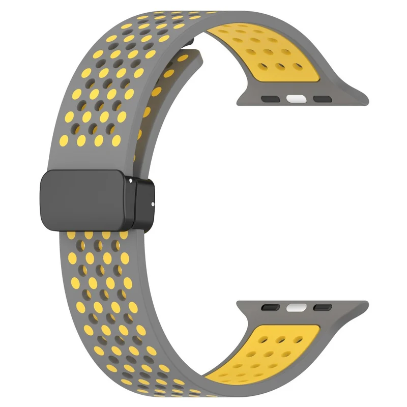Magnetic Watch Bands Apple Watch Universal 49mm/45mm/44mm/42mm Dual-color Silicone Strap - Black+Red