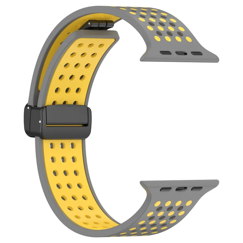 Magnetic Watch Bands Apple Watch Universal 49mm/45mm/44mm/42mm Dual-color Silicone Strap - Black+Red