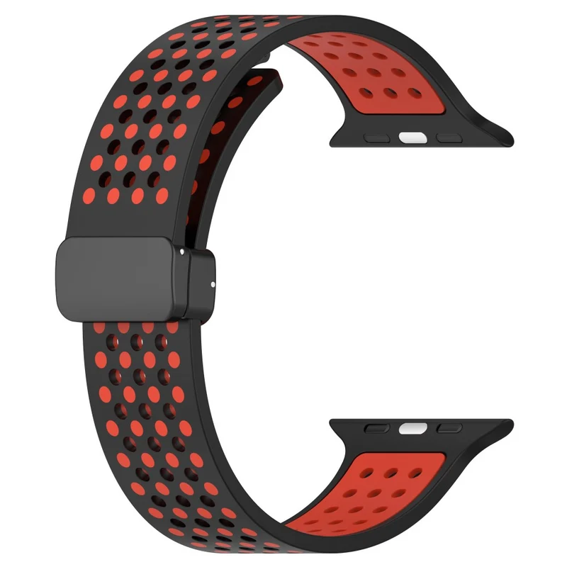 Silicone Watch Bands Apple Watch Series 9 8 7 41mm / SE (2023) SE (2022) SE Series 6 5 4 40mm / Series 3 2 1 38mm Dual-color Magnetic Strap - Black+Red