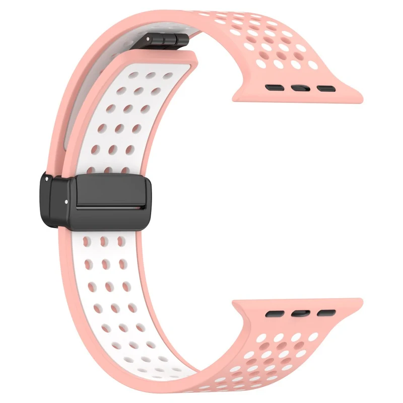 Silicone Watch Bands Apple Watch Series 9 8 7 41mm / SE (2023) SE (2022) SE Series 6 5 4 40mm / Series 3 2 1 38mm Dual-color Magnetic Strap - Black+Red