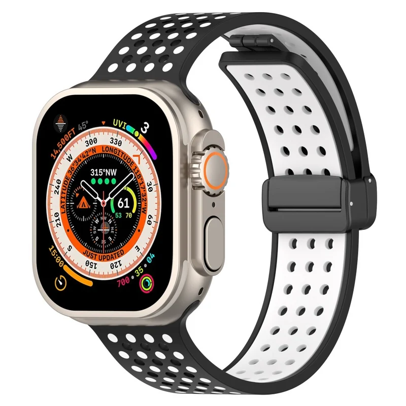 Silicone Watch Bands Apple Watch Series 9 8 7 41mm / SE (2023) SE (2022) SE Series 6 5 4 40mm / Series 3 2 1 38mm Dual-color Magnetic Strap - Black+Red