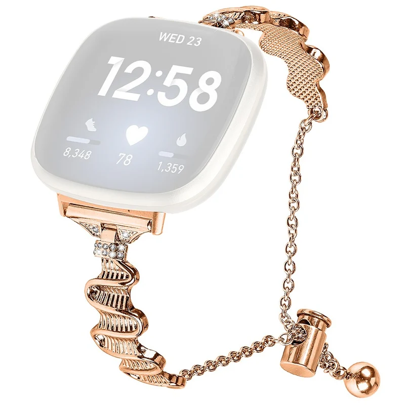 Fitbit Sense / Versa 3 Stainless Steel Watch Band Rhinestones Decor Bracelet Strap Replacement