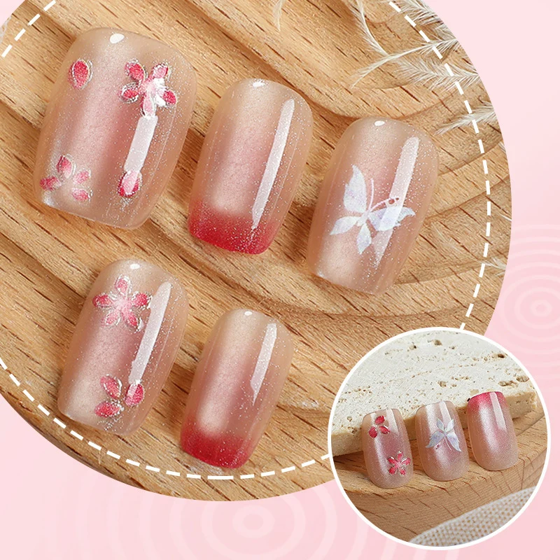 Premium Künstlerische Blumen Press-On Nagelset