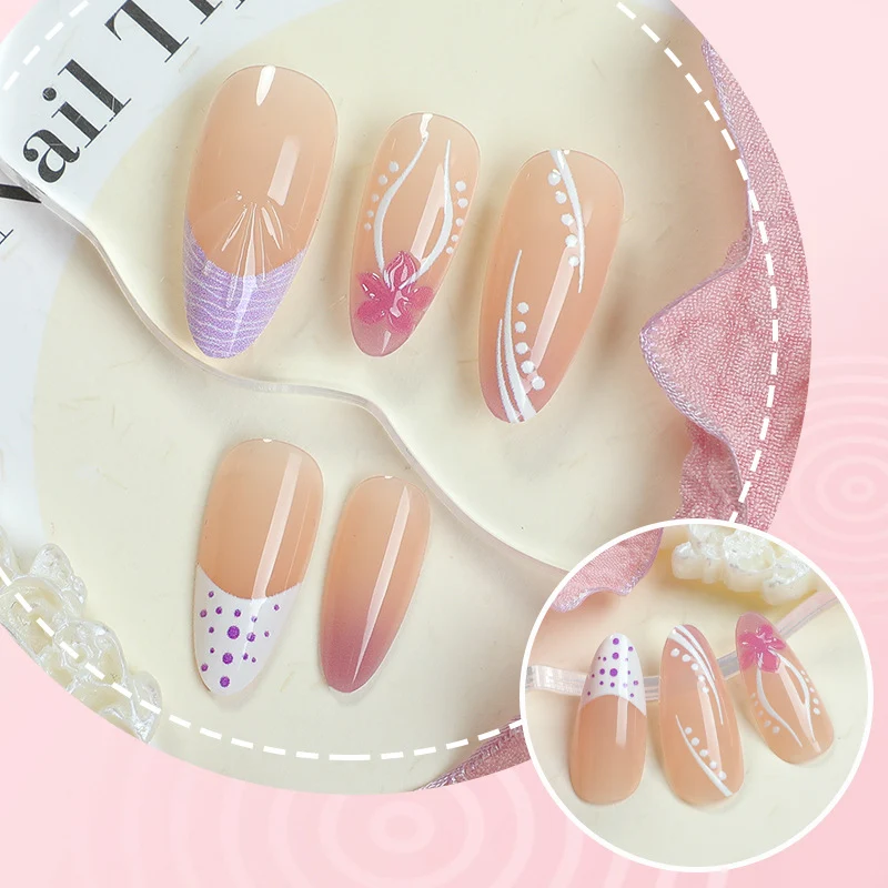 Blumen dekorative Press-On Nagel Set