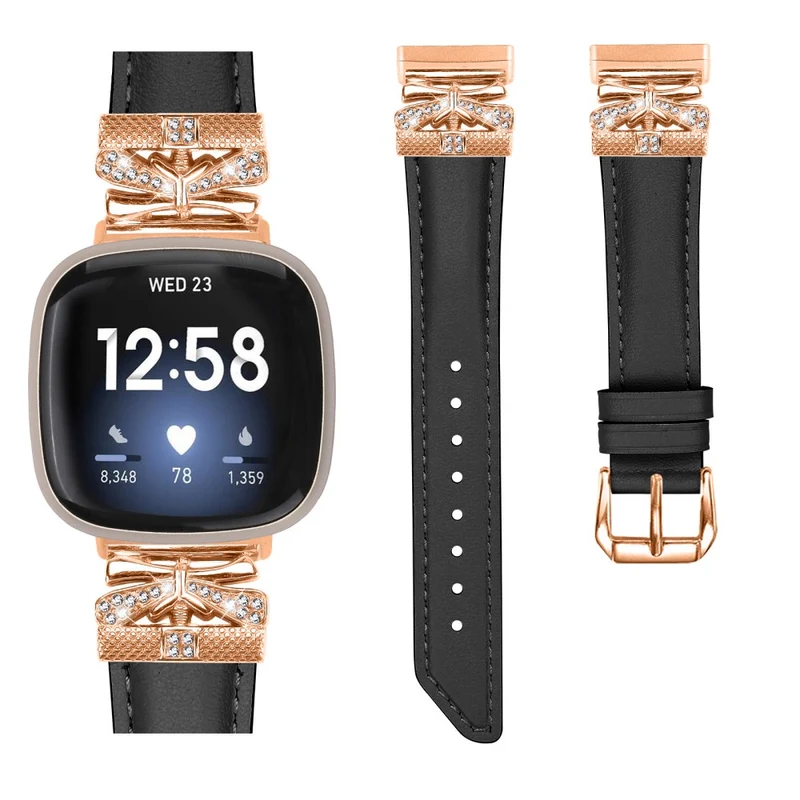 Fitbit Versa 3 / 4 / Sense / Sense 2 Rose Gold Buckle Watch Strap Butterfly Connector Wrist Band