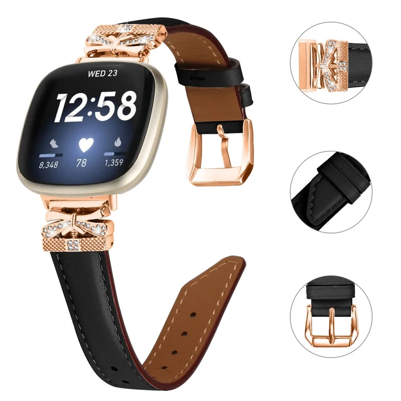 Fitbit Versa 3 / 4 / Sense / Sense 2 Rose Gold Buckle Watch Strap Butterfly Connector Wrist Band