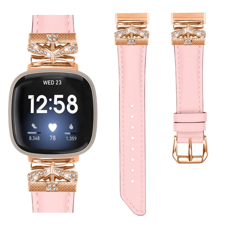 Fitbit Versa 3 / 4 / Sense / Sense 2 Rose Gold Buckle Watch Strap Butterfly Connector Wrist Band