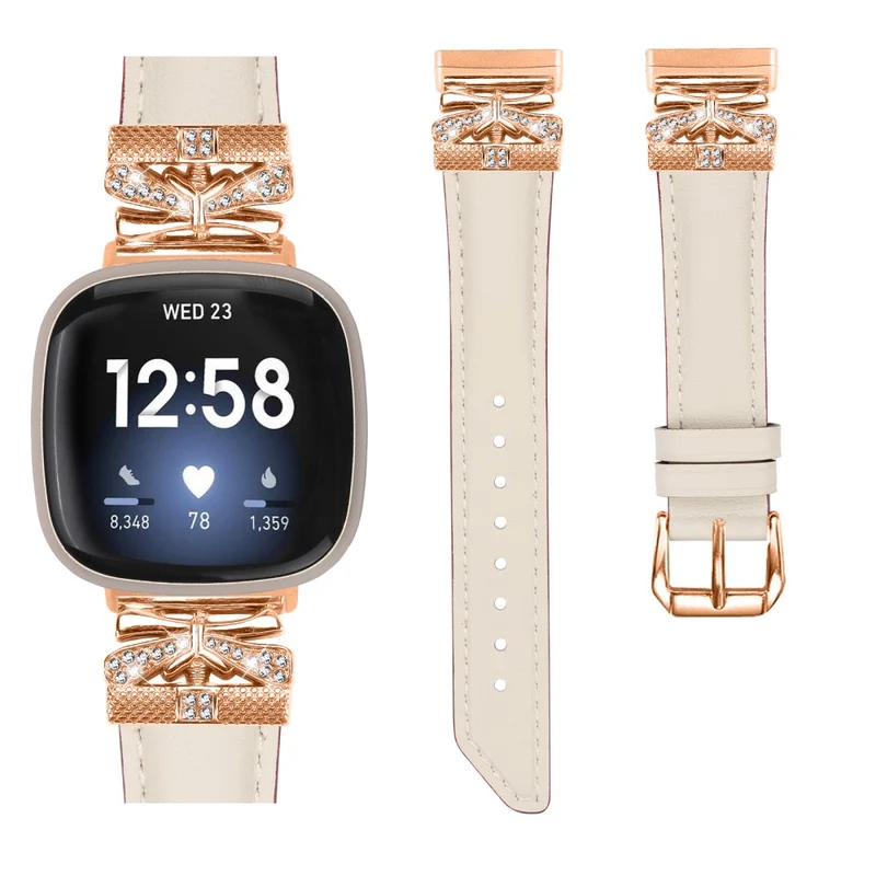 Fitbit Versa 3 / 4 / Sense / Sense 2 Rose Gold Buckle Watch Strap Butterfly Connector Wrist Band