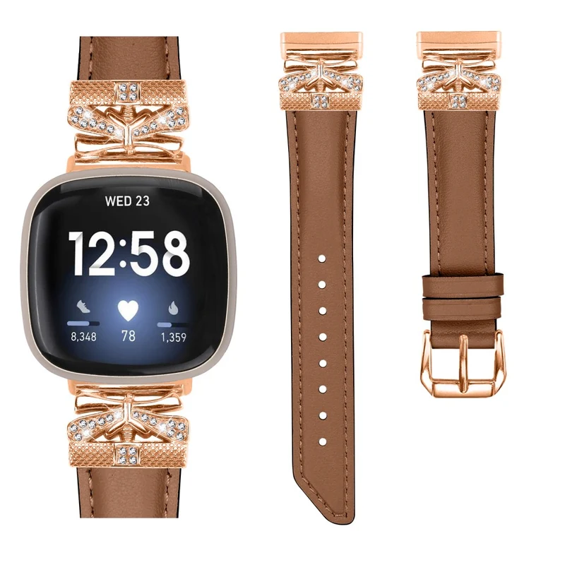 Fitbit Versa 3 / 4 / Sense / Sense 2 Rose Gold Buckle Watch Strap Butterfly Connector Wrist Band