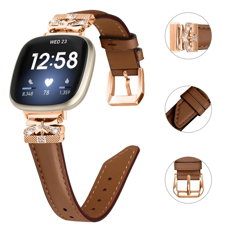 Fitbit Versa 3 / 4 / Sense / Sense 2 Rose Gold Buckle Watch Strap Butterfly Connector Wrist Band