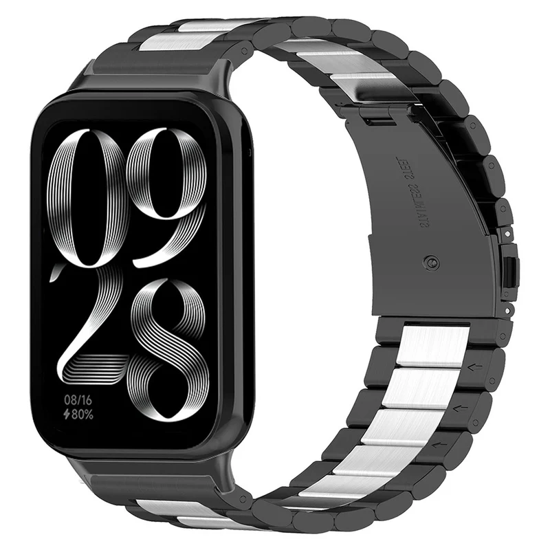 Stainless Steel Watch Band Xiaomi Smart Band 8 Pro Watch Strap with Tool Spring Bar - Black / Silver / Black