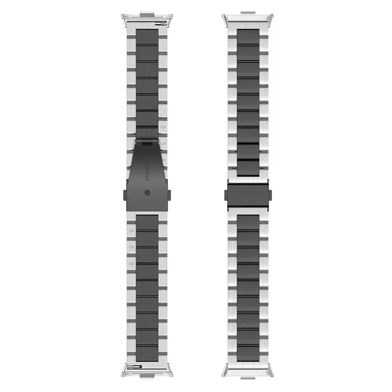Stainless Steel Watch Band Xiaomi Smart Band 8 Pro Watch Strap with Tool Spring Bar - Black / Silver / Black