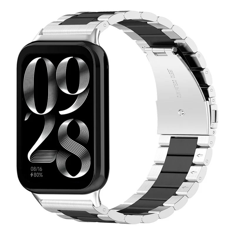 Stainless Steel Watch Band Xiaomi Smart Band 8 Pro Watch Strap with Tool Spring Bar - Black / Silver / Black