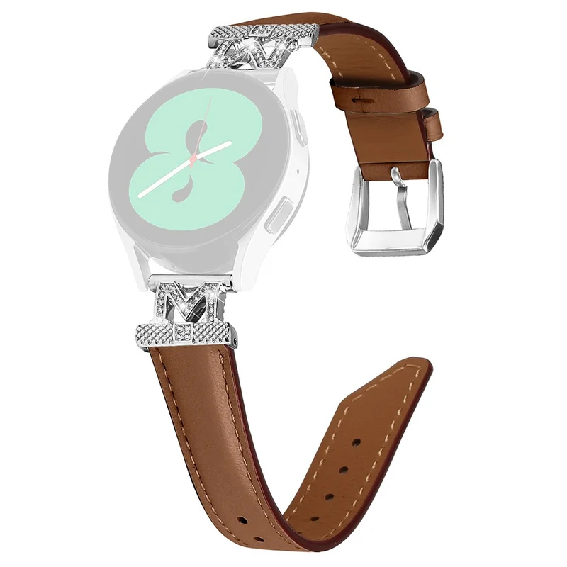 Watch Band Samsung Galaxy Watch Universal Rhinestone M-shape Design 20mm Slim Strap with Silver Buckle