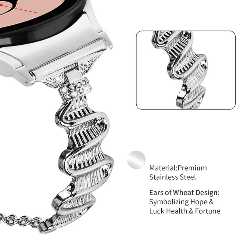 Samsung Galaxy Watch Universal 20mm Watch Strap with Connector Rhinestones Decor Bracelet Band