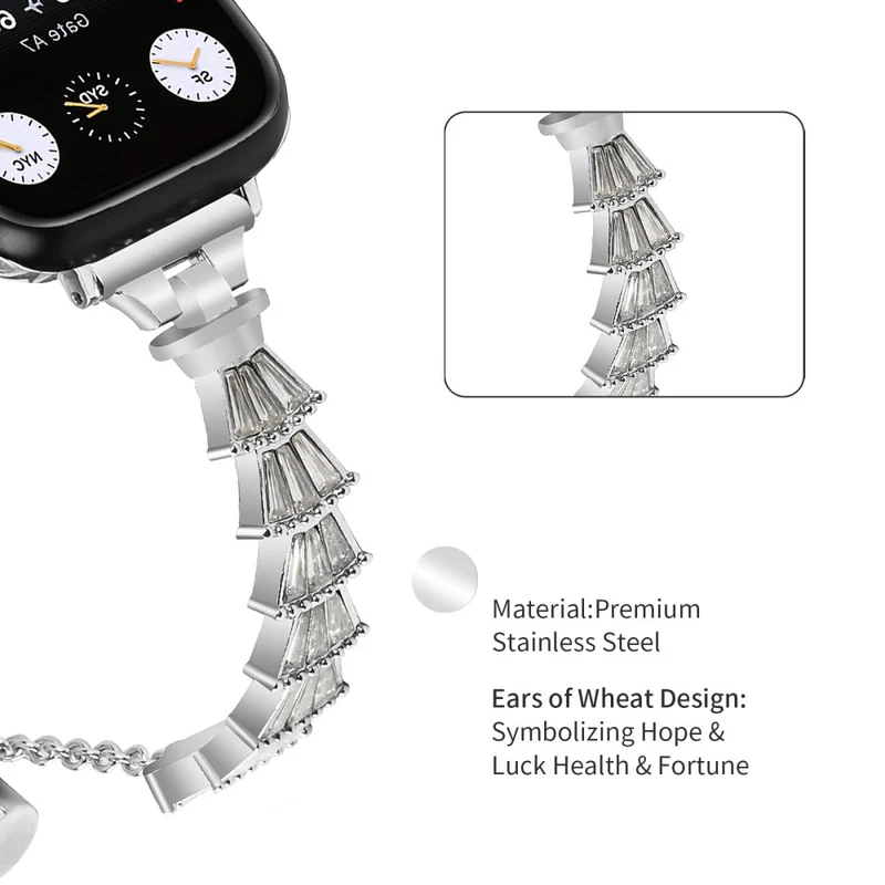 Apple Watch Series 9 / 8 / 7 41mm / 6 / 5 / 4 / SE / SE (2022) / SE (2023) 40mm / 3 / 2 / 1 38mm Metal Strap Jewelry Silver Watchband
