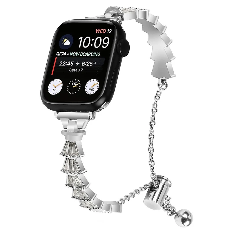 Apple Watch Series 9 / 8 / 7 41mm / 6 / 5 / 4 / SE / SE (2022) / SE (2023) 40mm / 3 / 2 / 1 38mm Metal Strap Jewelry Silver Watchband