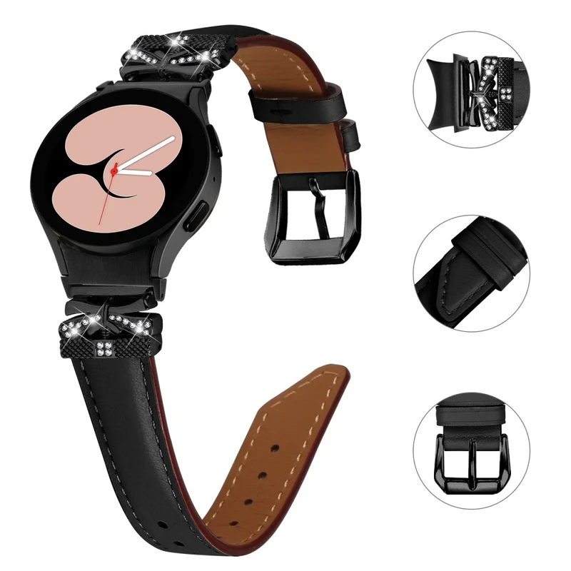 Samsung Galaxy Watch6 44mm / Watch6 Classic 43mm / 47mm Black Buckle Watchband Butterfly Connector Strap