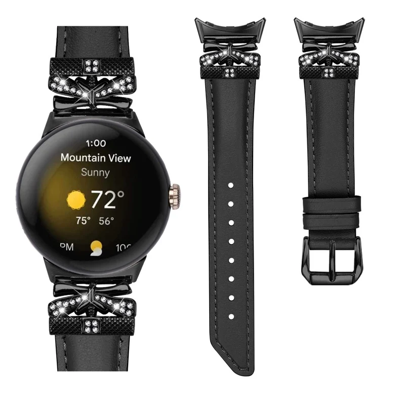 Google Pixel Watch / Watch 2 Watch Strap Black Buckle Butterfly Connector Watchband