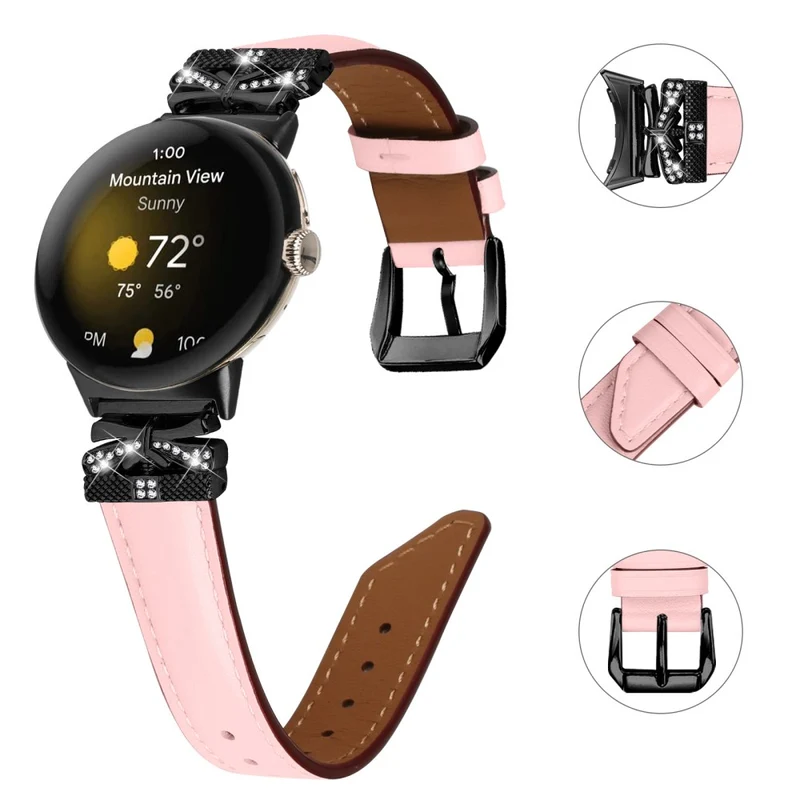 Google Pixel Watch / Watch 2 Watch Strap Black Buckle Butterfly Connector Watchband