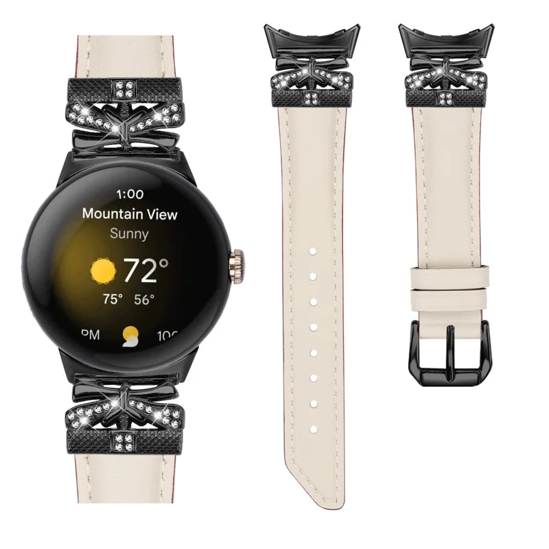 Google Pixel Watch / Watch 2 Watch Strap Black Buckle Butterfly Connector Watchband