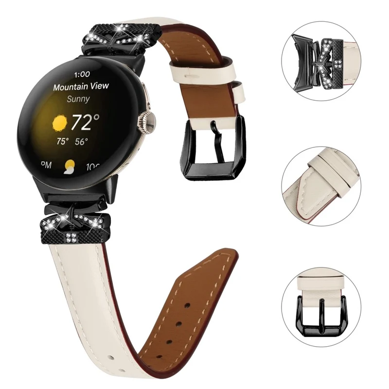 Google Pixel Watch / Watch 2 Watch Strap Black Buckle Butterfly Connector Watchband