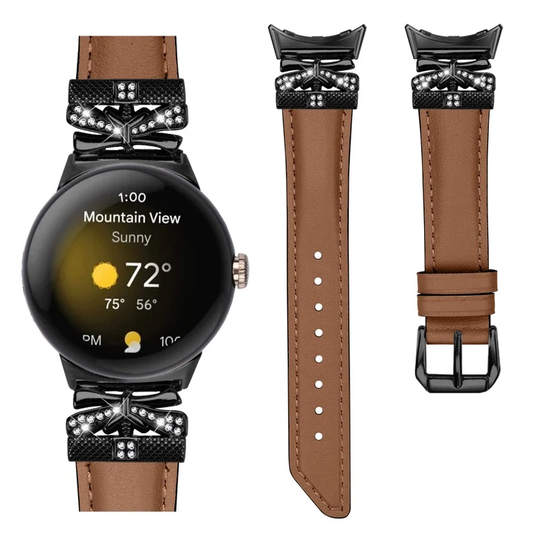 Google Pixel Watch / Watch 2 Watch Strap Black Buckle Butterfly Connector Watchband