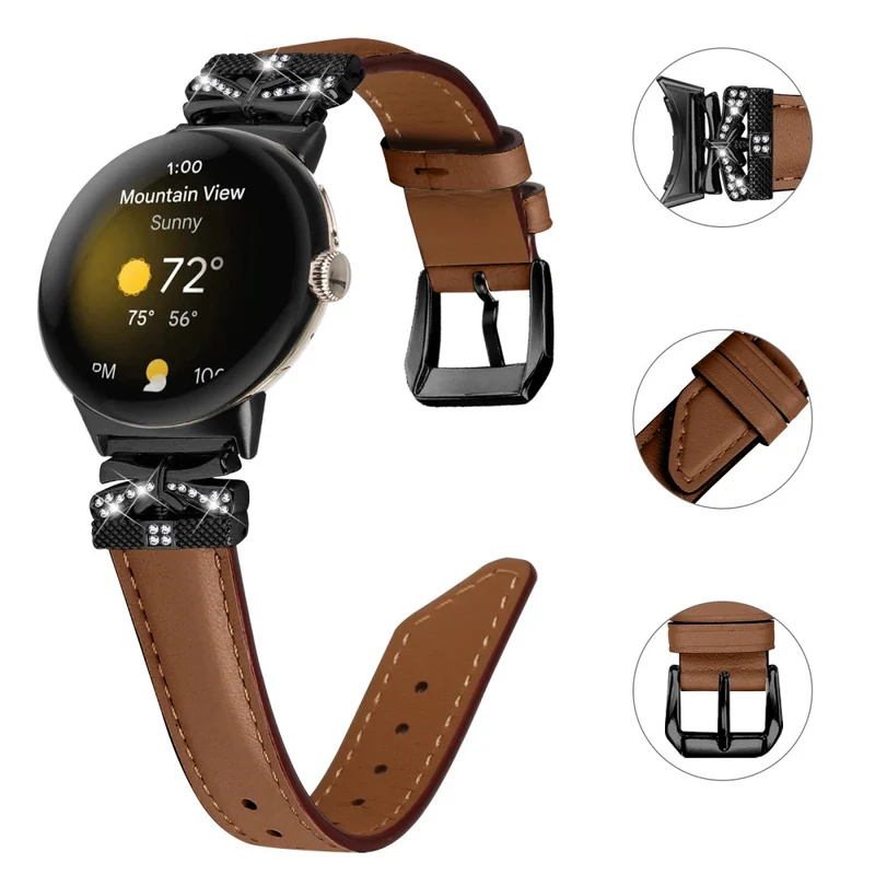 Google Pixel Watch / Watch 2 Watch Strap Black Buckle Butterfly Connector Watchband