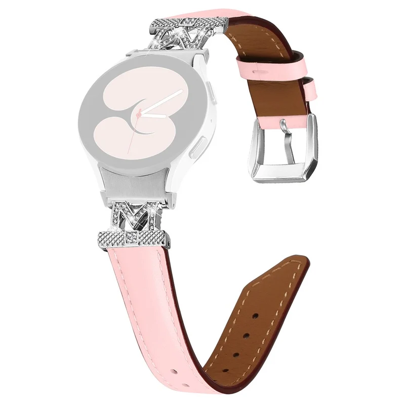 Watch Band Samsung Galaxy Watch Universal 20mm Rhinestone M-shape Connector Bracelet Strap with Silver Buckle