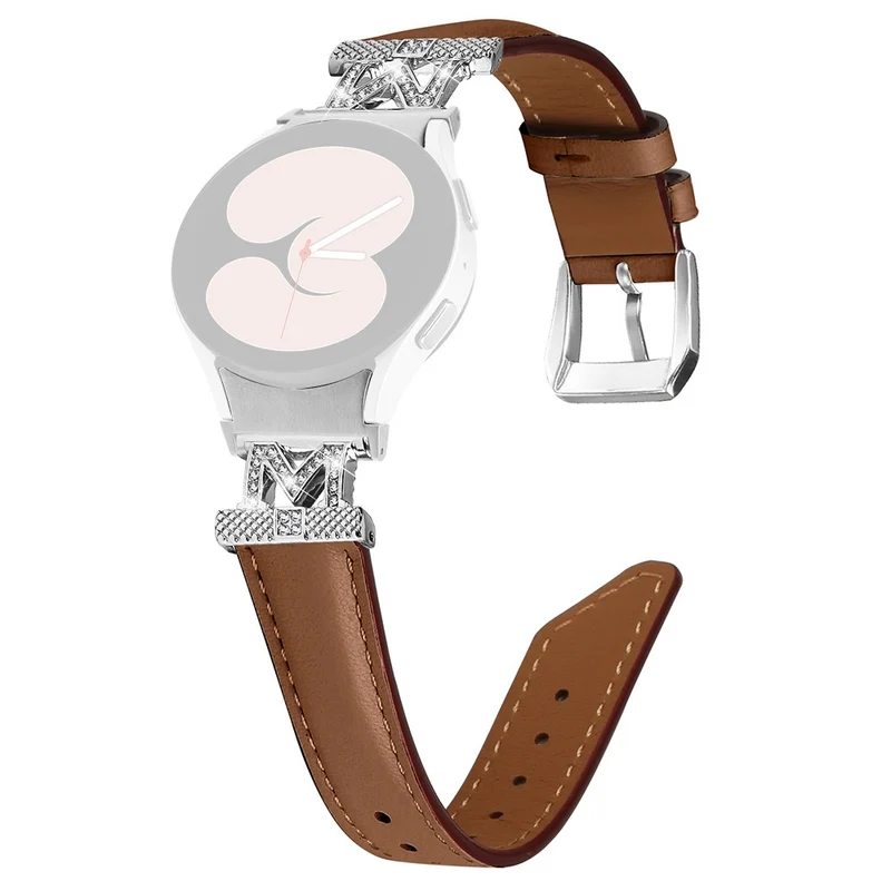 Watch Band Samsung Galaxy Watch Universal 20mm Rhinestone M-shape Connector Bracelet Strap with Silver Buckle