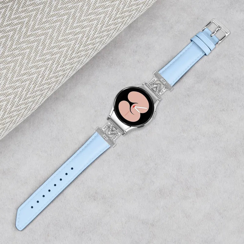 Watch Band Samsung Galaxy Watch Universal 20mm Rhinestone M-shape Connector Bracelet Strap with Silver Buckle