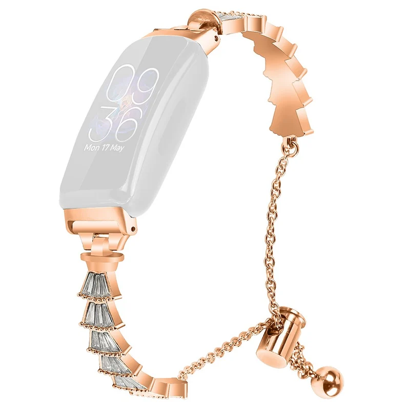 Fitbit Inspire / Inspire HR / Inspire 2 Metal Watch Band Sliding Jewelry Bracelet Strap with Rhinestones