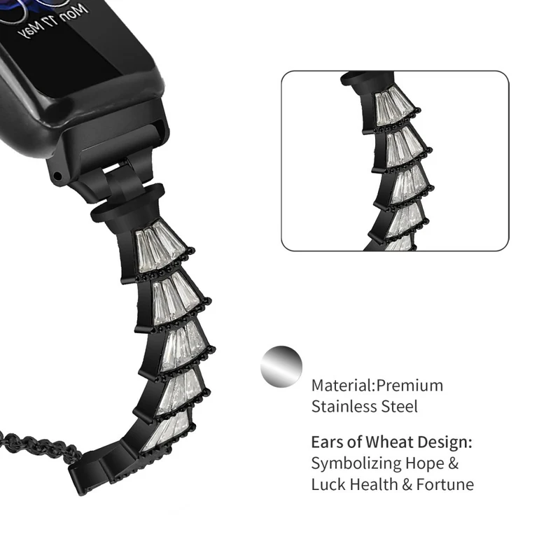Fitbit Inspire / Inspire HR / Inspire 2 Metal Watch Band Sliding Jewelry Bracelet Strap with Rhinestones