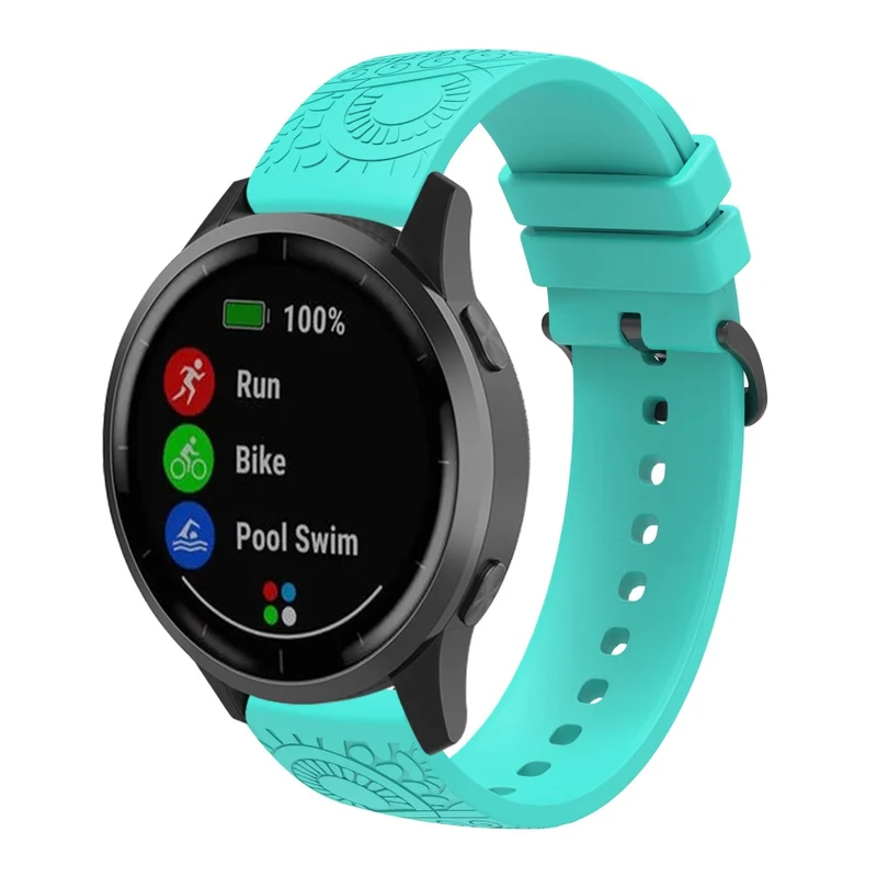Garmin Vivomove / Samsung Gear Sport / Pebble 2 / Huawei Watch 2 Patten Silicone Strap 20mm Watchband - Mint Green