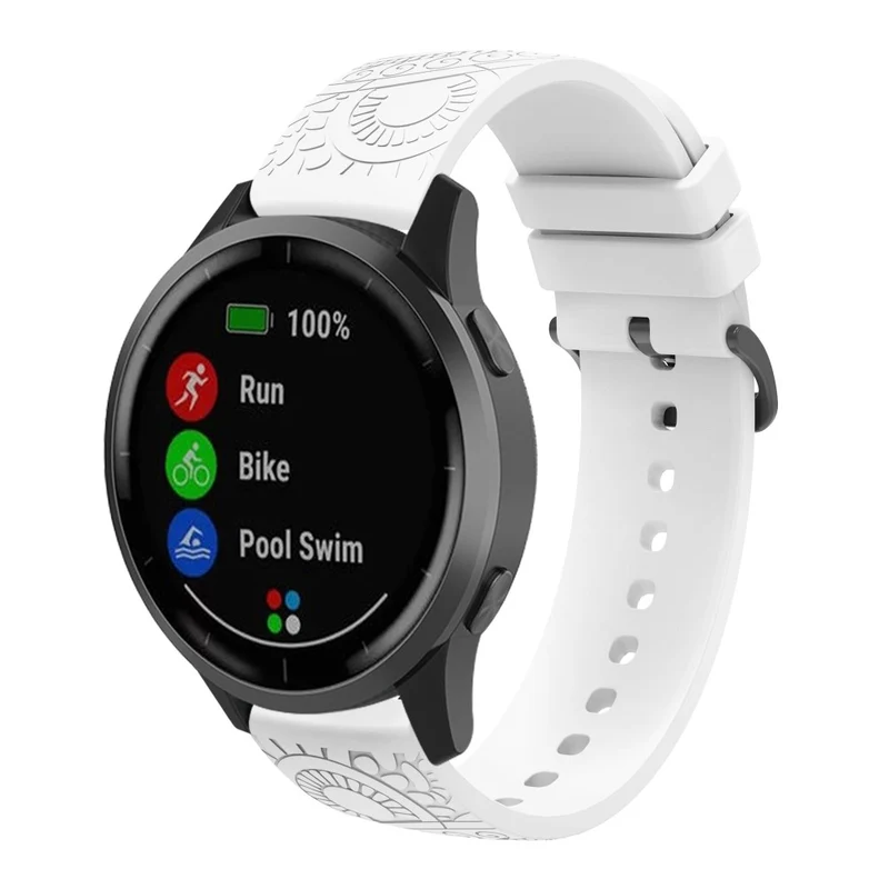 Garmin Vivomove / Samsung Gear Sport / Pebble 2 / Huawei Watch 2 Patten Silicone Strap 20mm Watchband - Mint Green