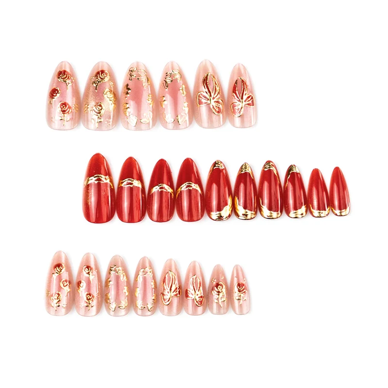 Vergoldetes Rahmen Dekorative Press-On Nail Set