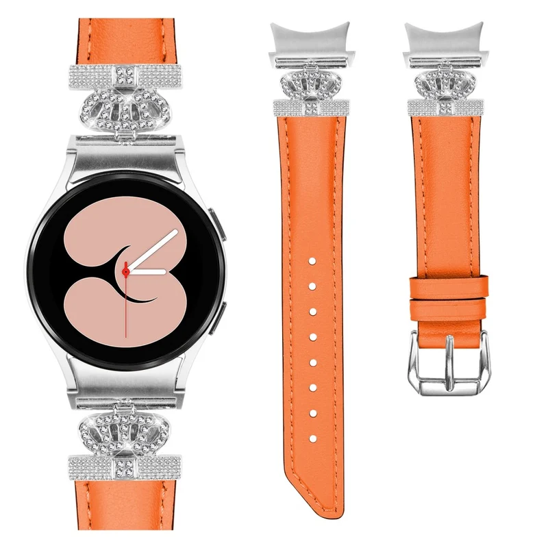 Rhinestone Band Samsung Galaxy Watch Universal 20mm Crown-shape Connector Watch Strap with Silver Buckle